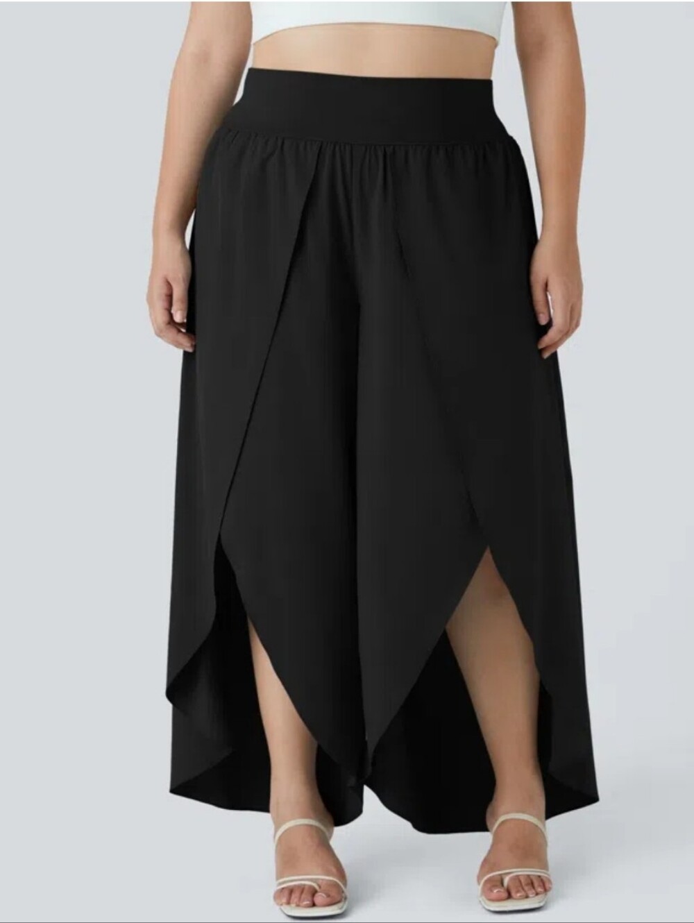 HALARA Black High-Low Tulip Wrap Maxi Skirt